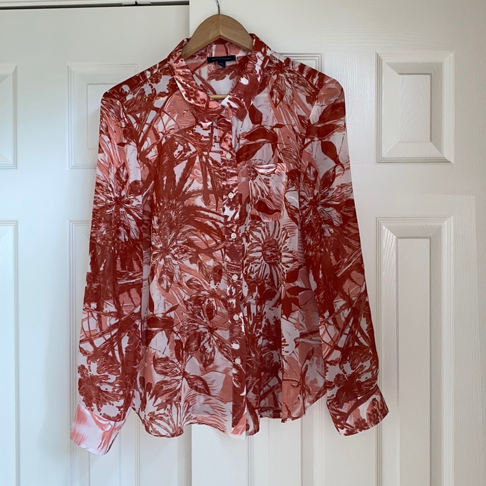 Burnt Orange Tommy Hilfiger Button Up Blouse